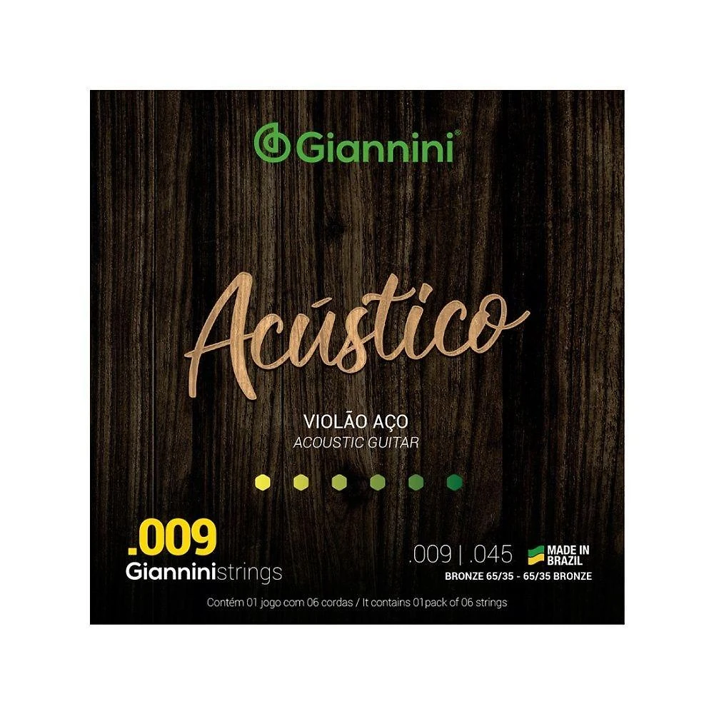 Encordoamento para Violão Acústico GESWAL Som Brilhante Amarelo Giannini