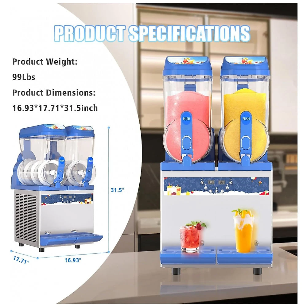Máquina de Raspadinha Comercial,1000W, Tanques de 30L,Máquina de Slushie em Aço Inoxidável 304,Resfriamento Eficiente, Ideal para Bares, Cafés,AnyDoor Máquina de Raspadinha Comercial,1000W, Tanques de 30L,Máquina de Slushie em Aço Inoxidável 304,Resfriamento Eficiente, Ideal para Bares