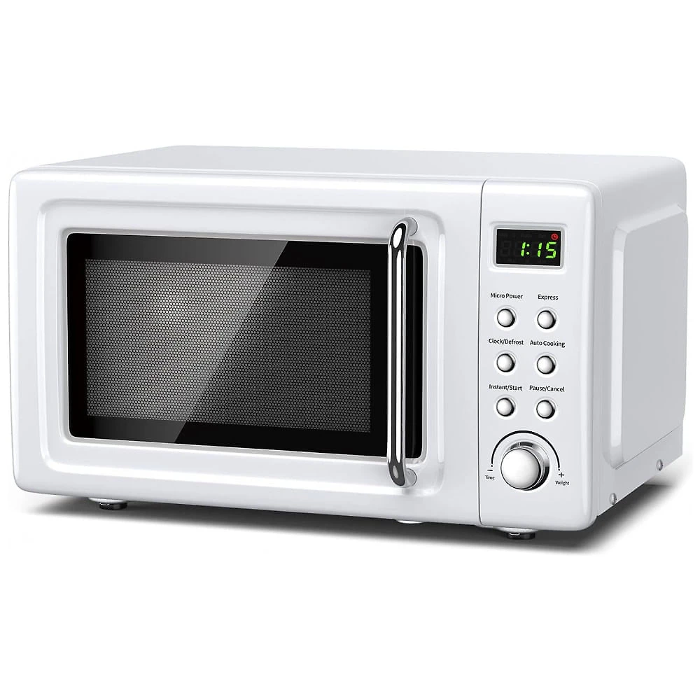 Micro Ondas Retrô de Bancada com 8 Configurações 700W, 110v, SIMOE AMSE171MOWT, Branco