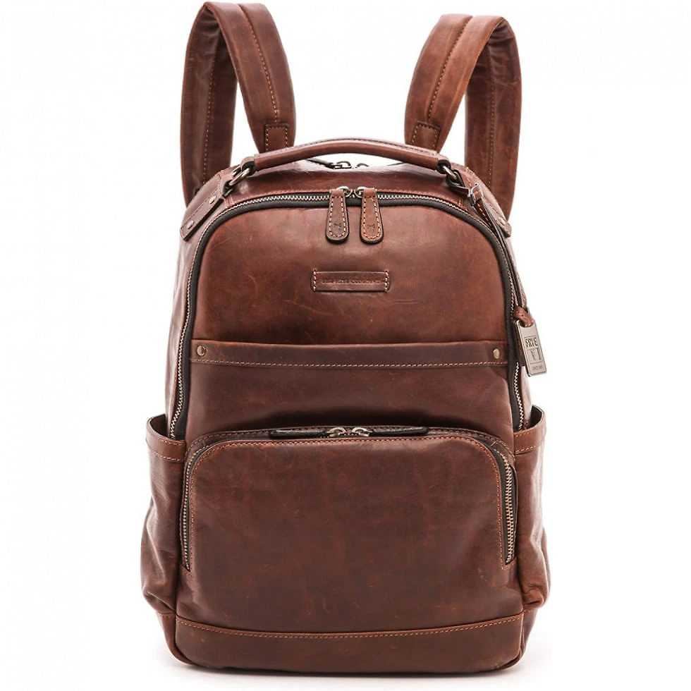 Mochila Unissex para Laptop de Couro, FRYE, Marrom