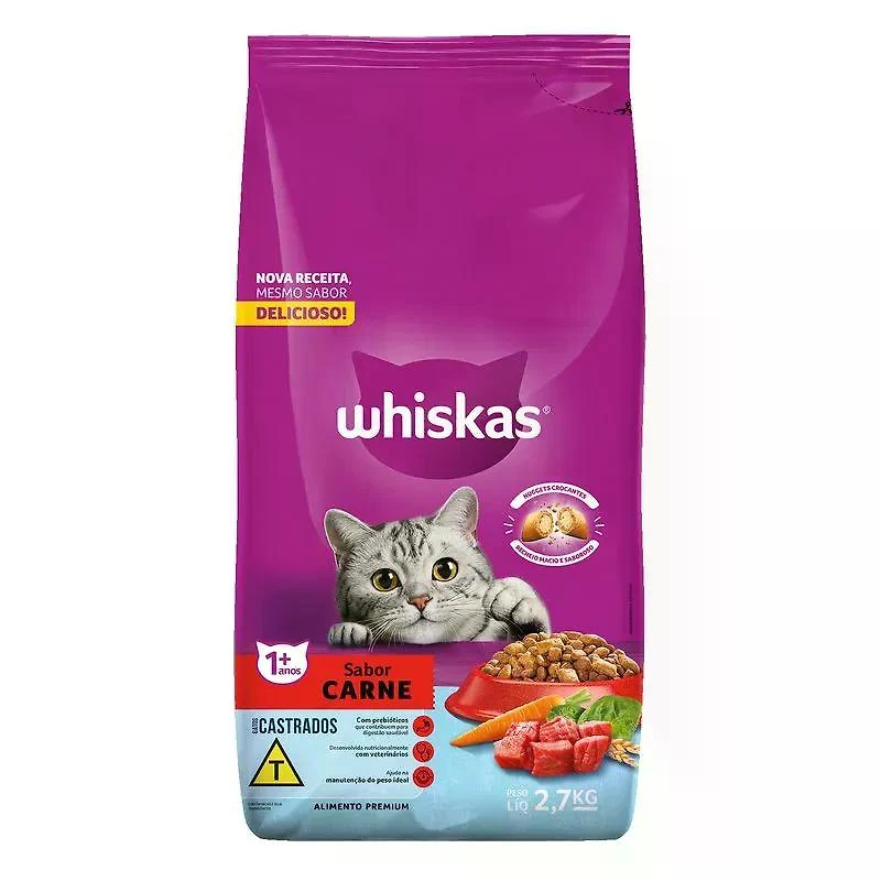 Ração Para Gatos Castrados Carne Pacote 2.7kg - WHISKAS