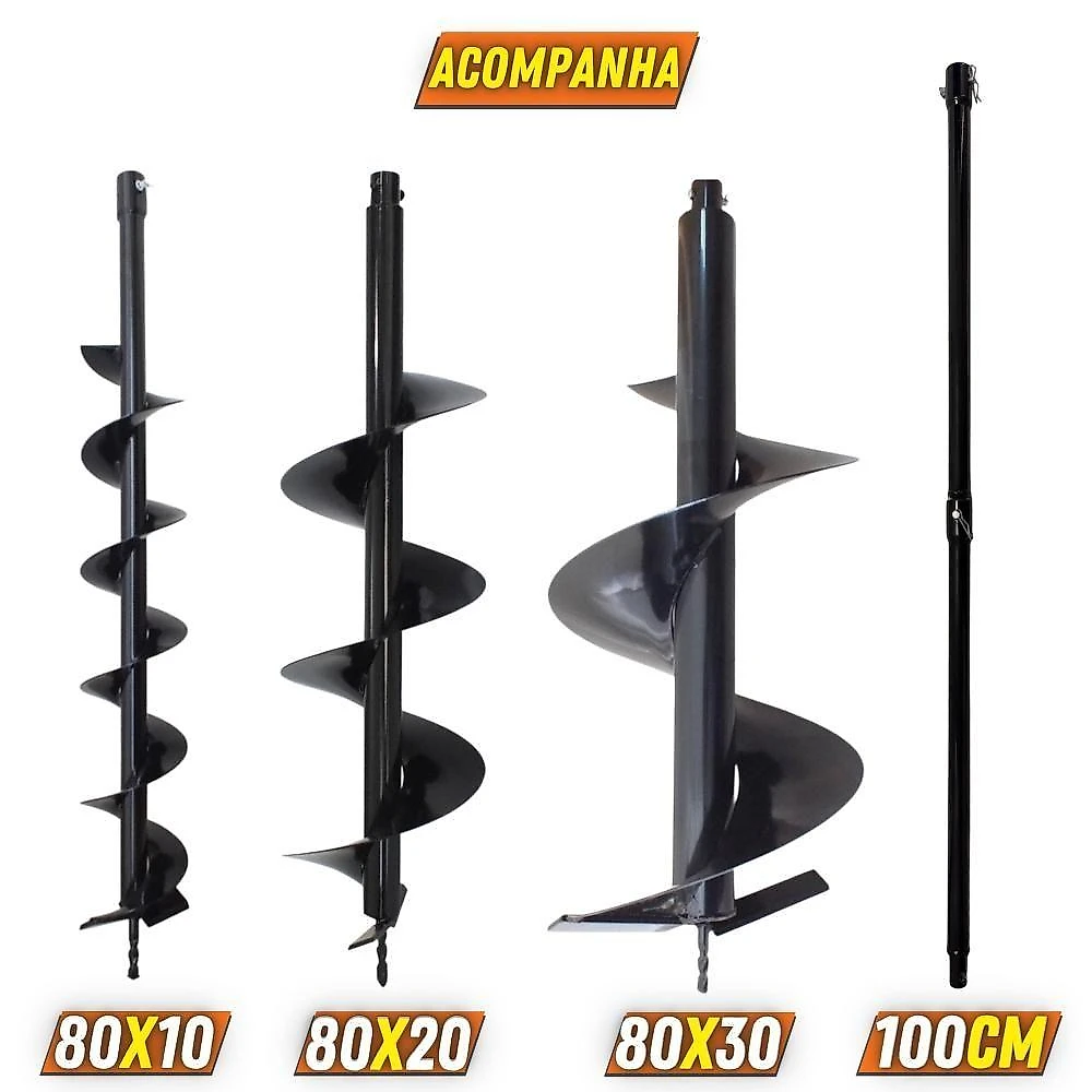 Perfurador de Solo DPS523M 2,5HP com Kit 3 Brocas e Extensão 100CM Laranja