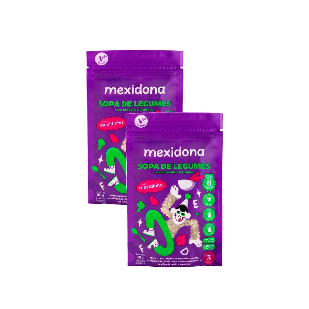 Kit 2 Sopa de Legumes Mexidona com Brócolis e Letrinhas 90g