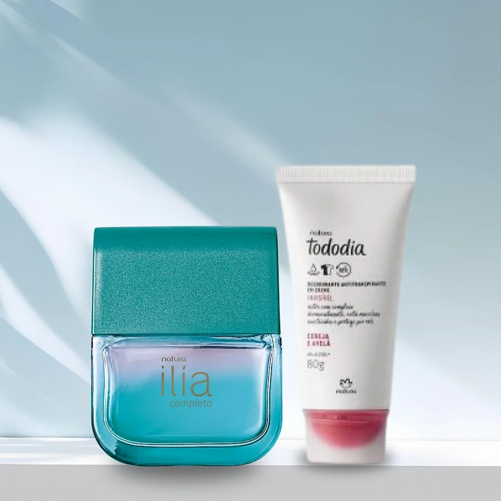 Miniatura Presente Kit Ilía: Deo Parfum Completa 50ml + Desodorante em Creme Natura Tododia Cereja e Avelã 80g