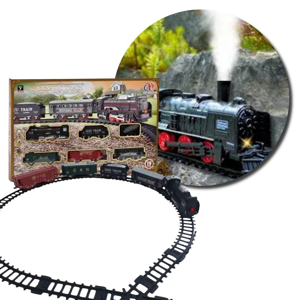 Trem de Brinquedo Infantil Locomotiva com Luz Trilhos e Vagões Coordenação Motora Fullcommerce