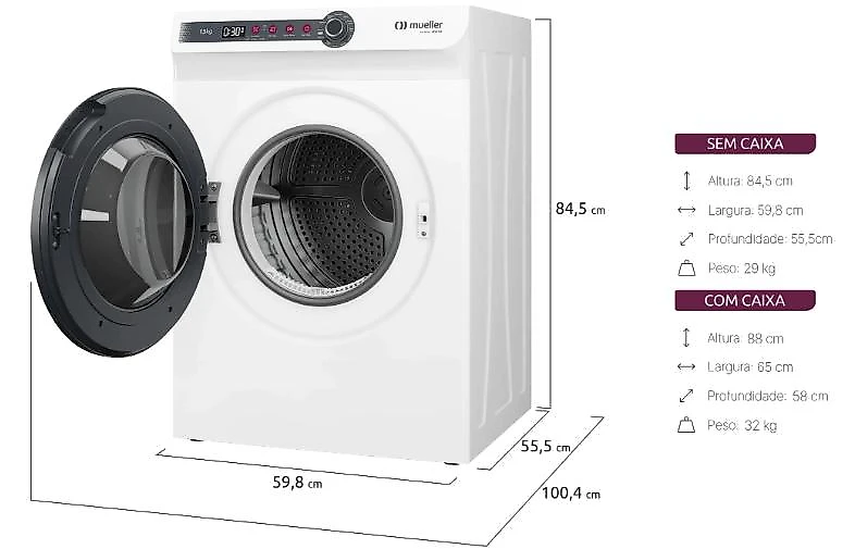 Secadora de Roupa Mueller 13Kg com Sensor de Umidade MSP13F 127V