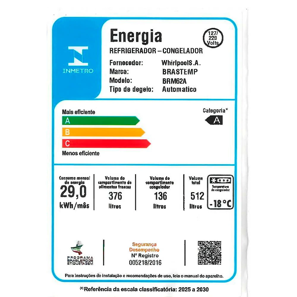 Refrigerador Brastemp de 02 Portas Frost Free 512L Classe A Inteligente com Fresh Space Inox - BRM62AK Bivolt