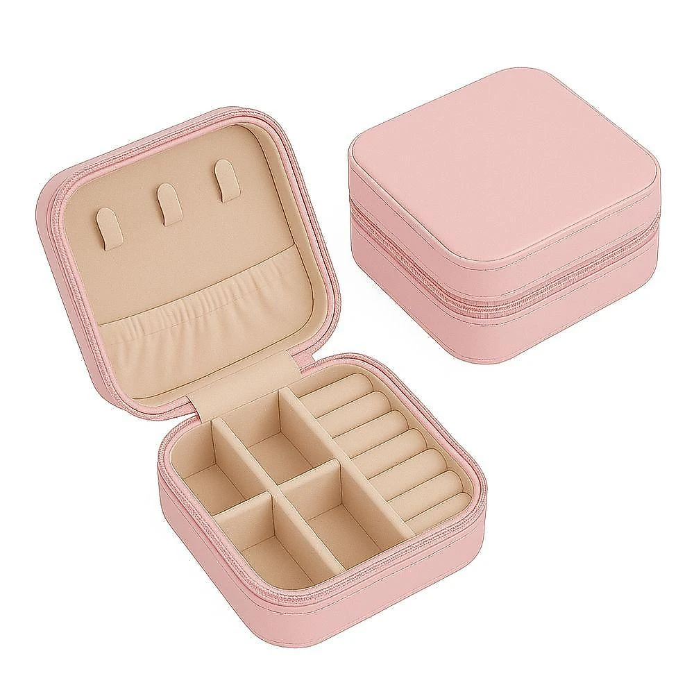 Porta-jóias de Viagem Outras Marcas Mini em Couro Sintético Rosa Claro Feminino