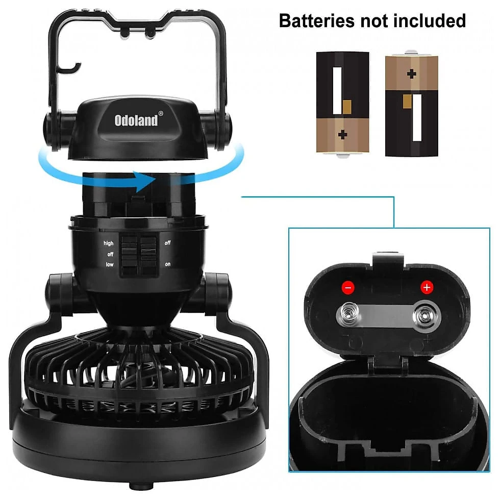 Lanterna de acampamento LED portátil Odoland com ventilador de teto kit de sobrevivência de emergência para furacões