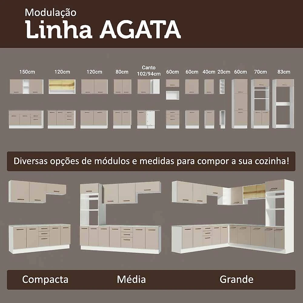 Porta-geladeira 103 cm 1 porta basculante branco/crema agata madesa