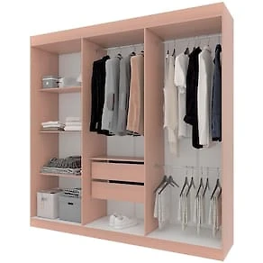 Miniatura Guarda-Roupa Casal Bartira Ville 6 Portas de Bater 2 Gavetas Internas MDP - 200,5cm de Largura Avelã/Capuccino