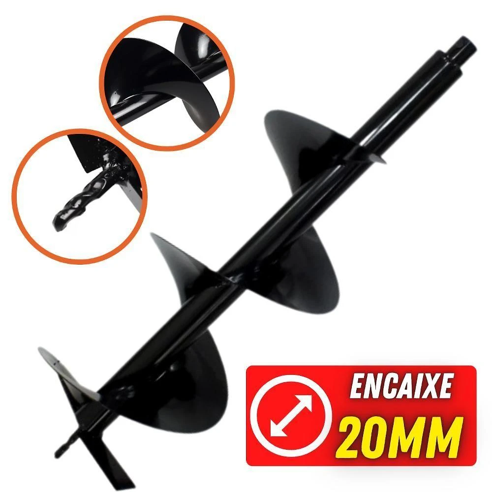 Broca 80x25cm Para Perfuradores De Solo Com Encaixe De 20mm