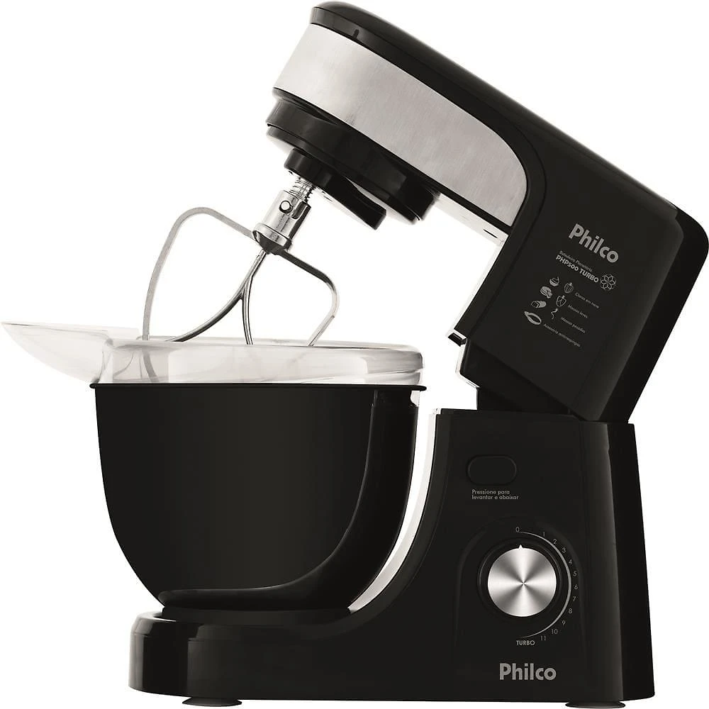 Batedeira planetária philco php500 turbo com 11 velocidades e 500w – preto