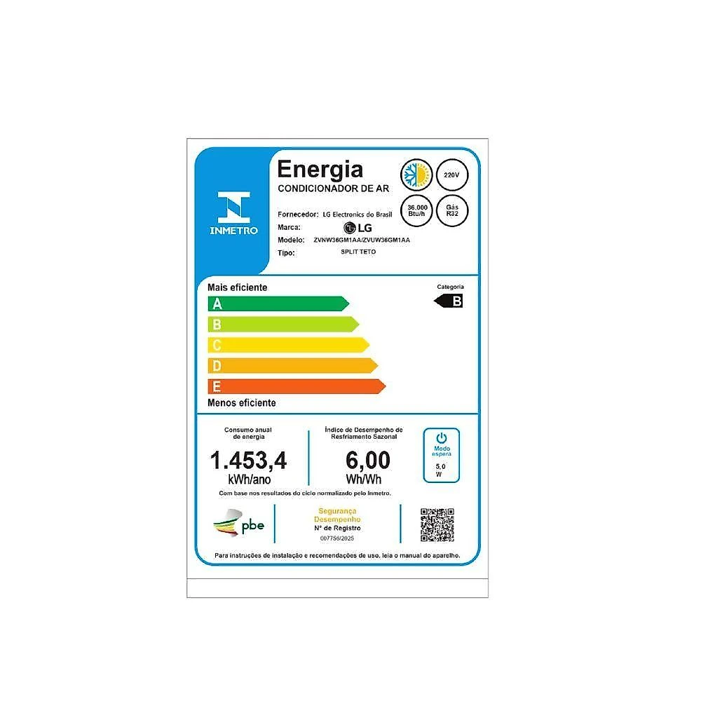 Ar Condicionado Split Teto Inverter LG 36000 BTUS Quente e Frio 220V