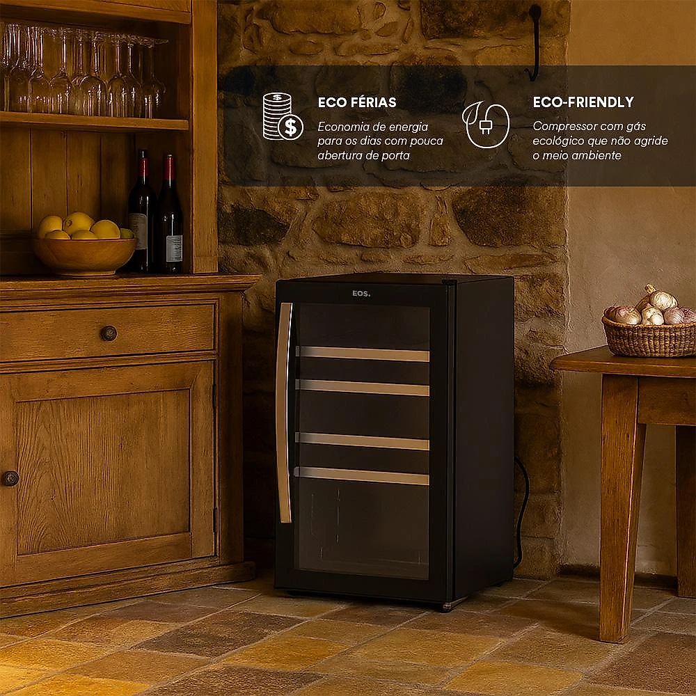Cervejeira EOS Bierhaus 98 Litros Frost Free Compressor Porta de Vidro e Puxador em Inox ECE101 110V