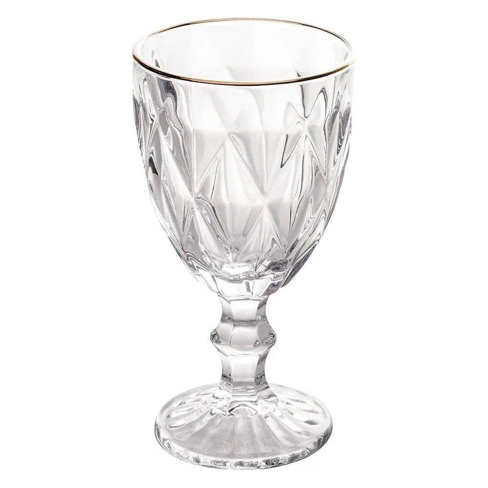 Taça De Água Com Filete Dourado Diamond Lyor 325ml - Vidro
