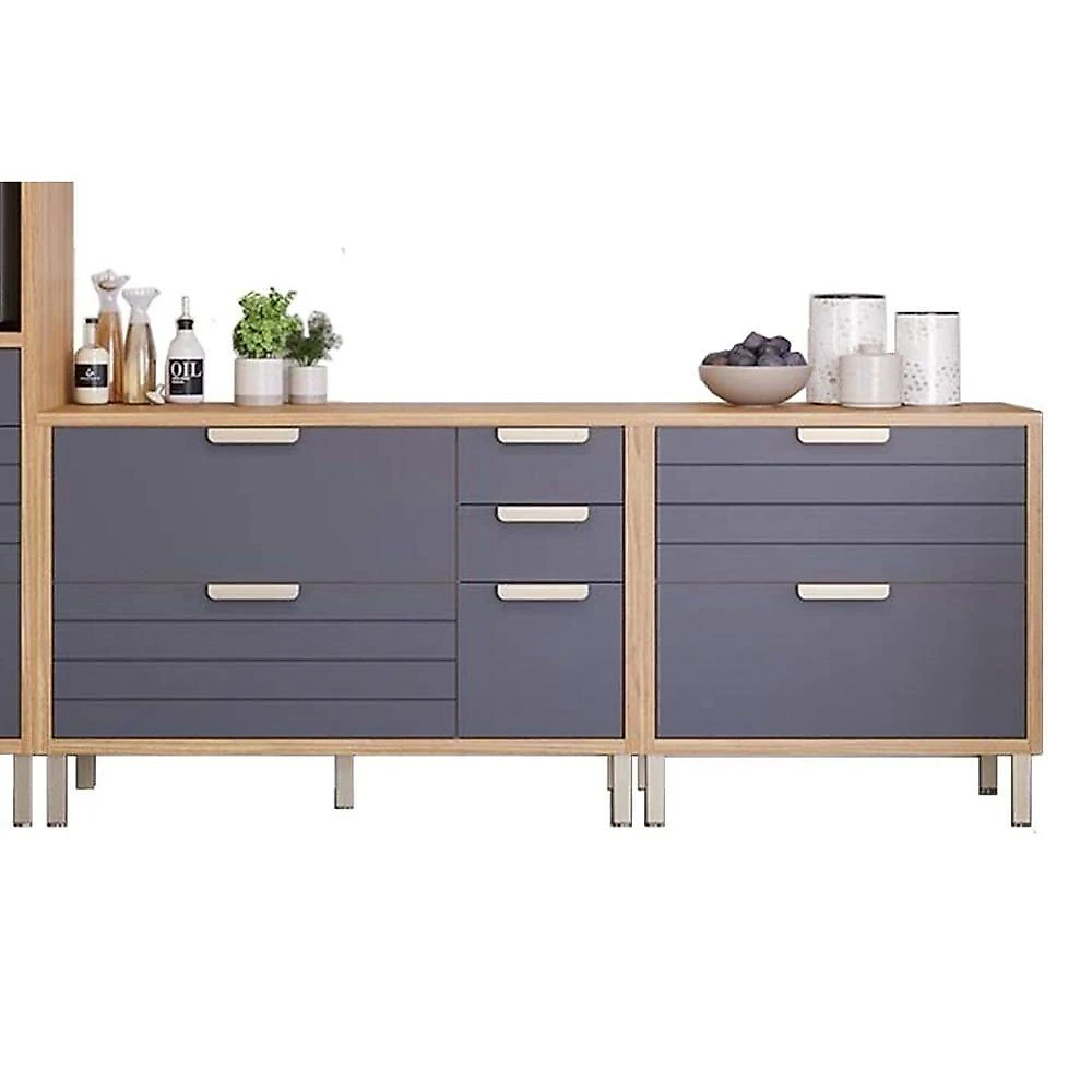 Cozinha Completa Eloise 3 Portas 2 Gavetas MDF 209cm Amadeirado Cinamomo Platina