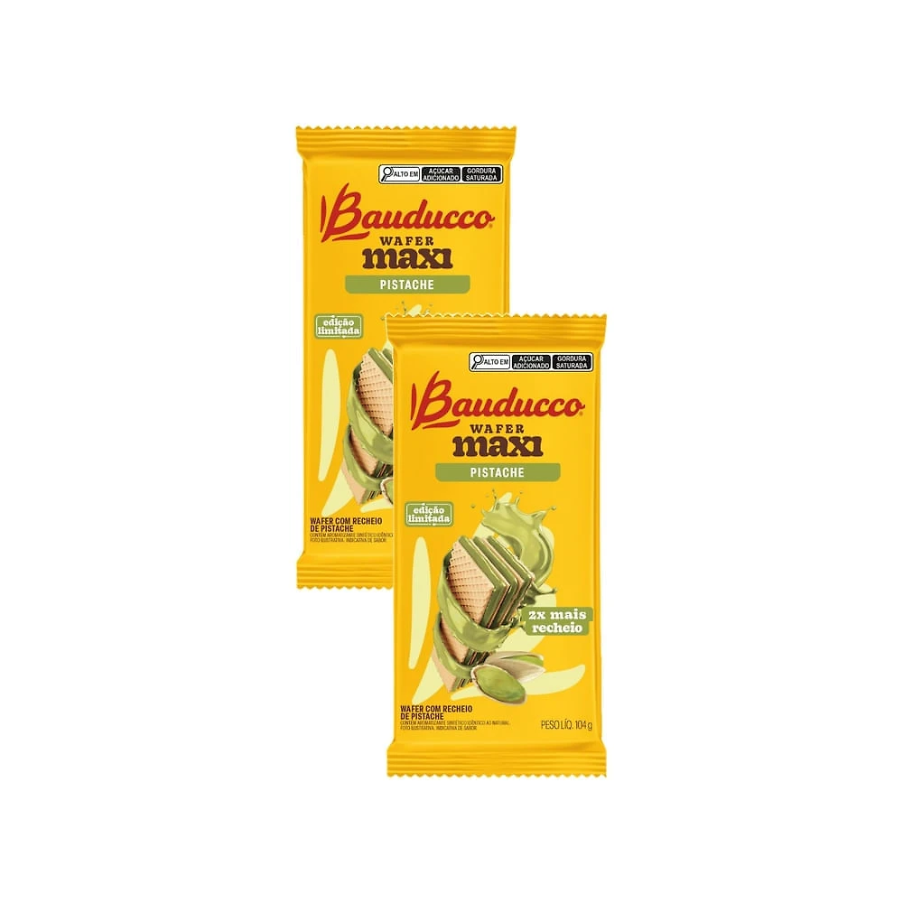 Kit 2 Wafer Maxi Bauducco com Recheio de Pistache 104g