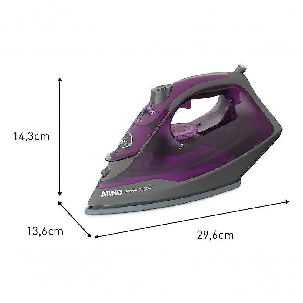 Ferro a Vapor Arno Powergliss FP01 1500W Base Xglide Roxo com Spray 110V