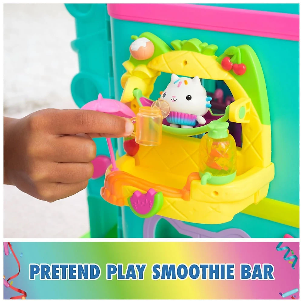 Playset Balcony Cakeys Fruit Smoothie da Casa de Bonecas da Gabby, 8 Peças com Figuras de Brinquedo, Acessórios de Casa de Bonecas para Brincadeira