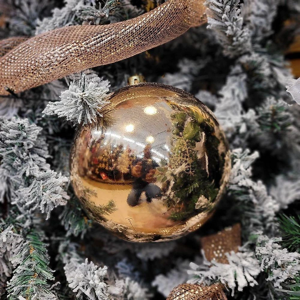 Bola de Natal Gigante Rosê 20CM com Cordão Dourado Bela Flor