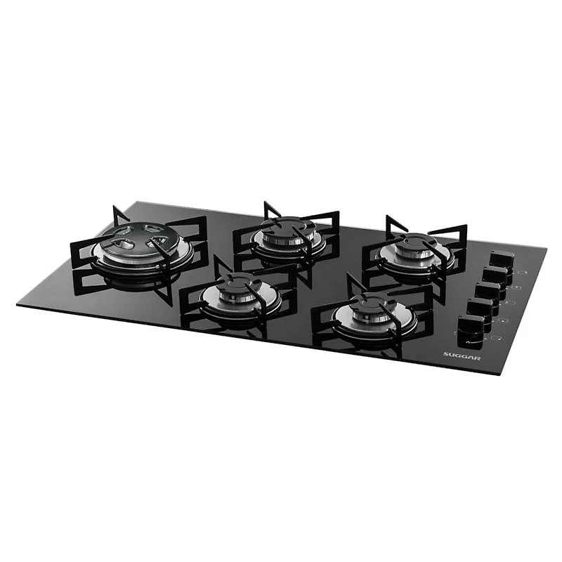 Fogão Cooktop 5 Bocas Suggar Preto Vidro Temperado