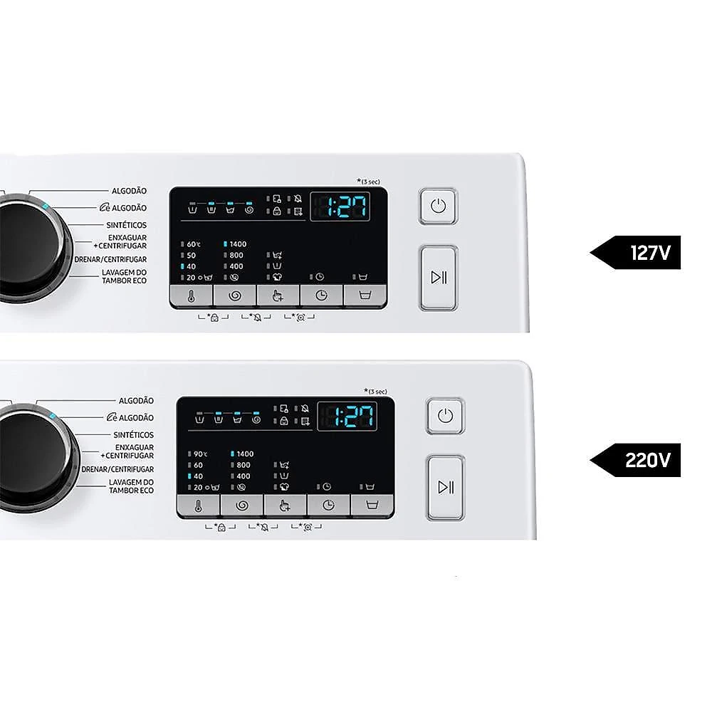 Lavadora de roupas samsung ww11t4040befaz com diamond drum e vapor de higiene branca - 11kg 110