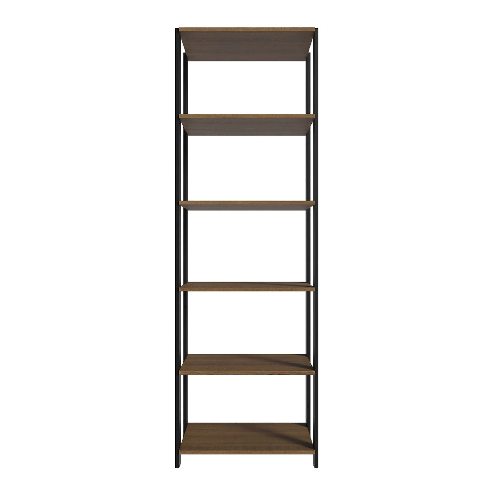 Miniatura Armário Estante Multiuso Organizador 5 Prateleiras 59cm Rustic/Preto Madesa Cor:Rustic/Preto