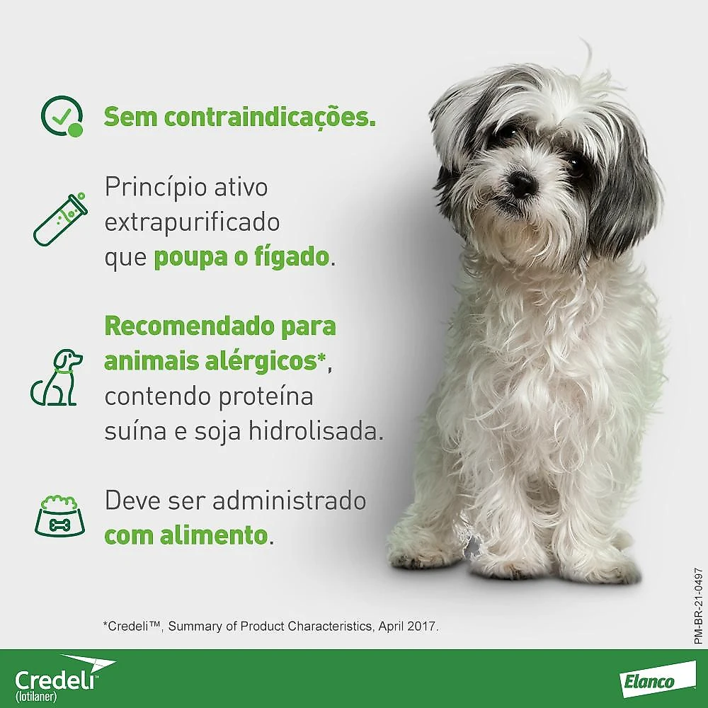 Antipulgas e Carrapatos Elanco Credeli Lotilaner para Cães de 11 a 22 Kg - 1 Comprimido