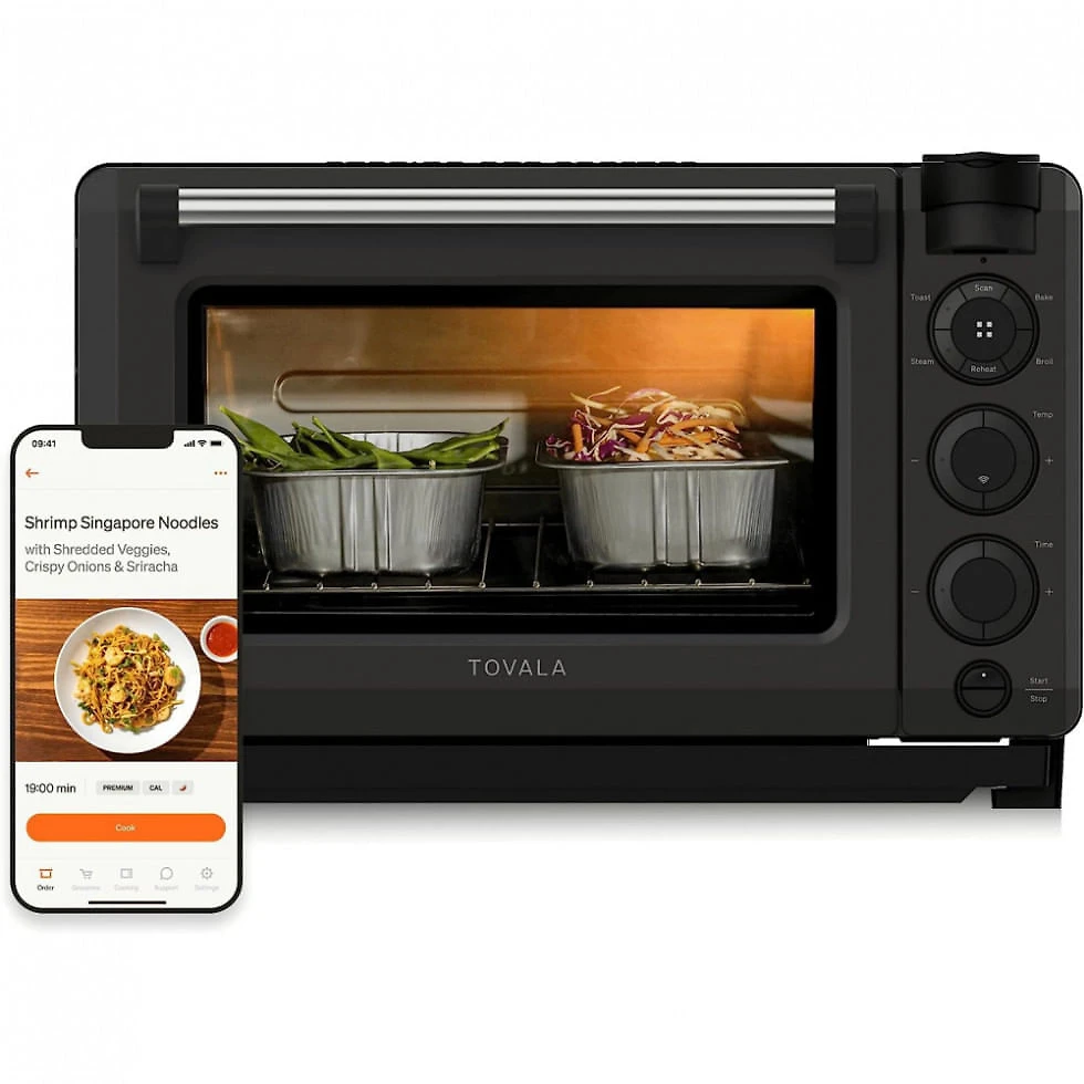 Forno Elétrico de Bancada Inteligente 6 em 1 com Função Airfryer e Controle via APP, 110V 1525W, Tovala, Preto