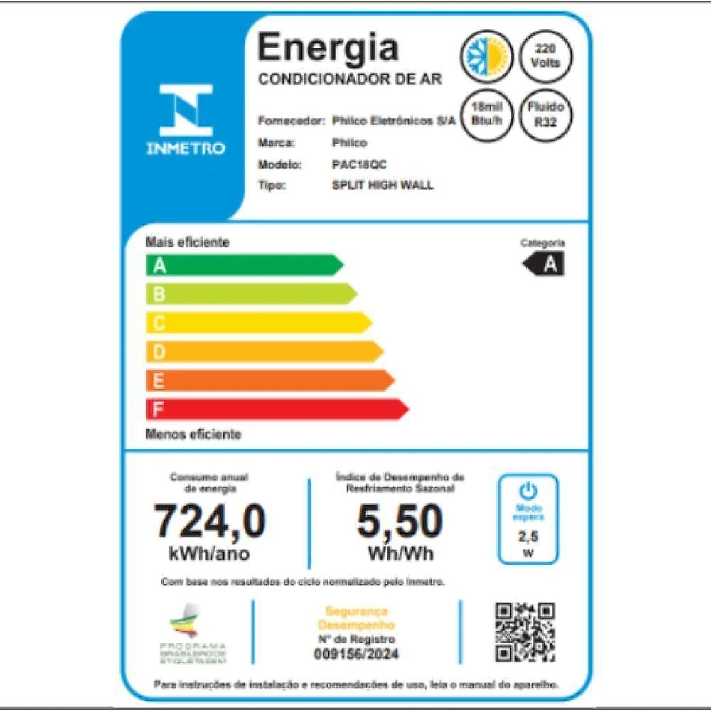 Ar condicionado split inverter philco 18000 btus quente e frio 220v pac18qc