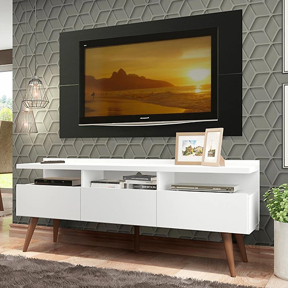 Rack madesa londres e painel para tv até 55 polegadas - branco/preto