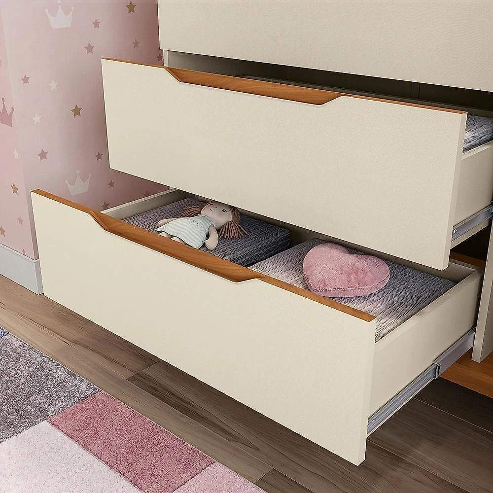 Quarto Infantil Completo 6 Peças Crescer 1 Porta 5 Gavetas Argila-jequetiba Kappesberg