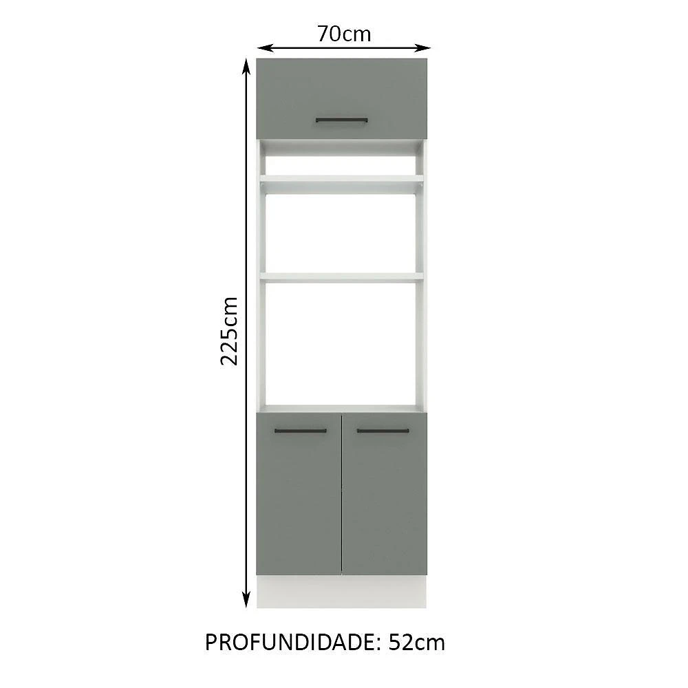 Torre quente armário de cozinha 70 cm 3 portas branco/cinza agata madesa