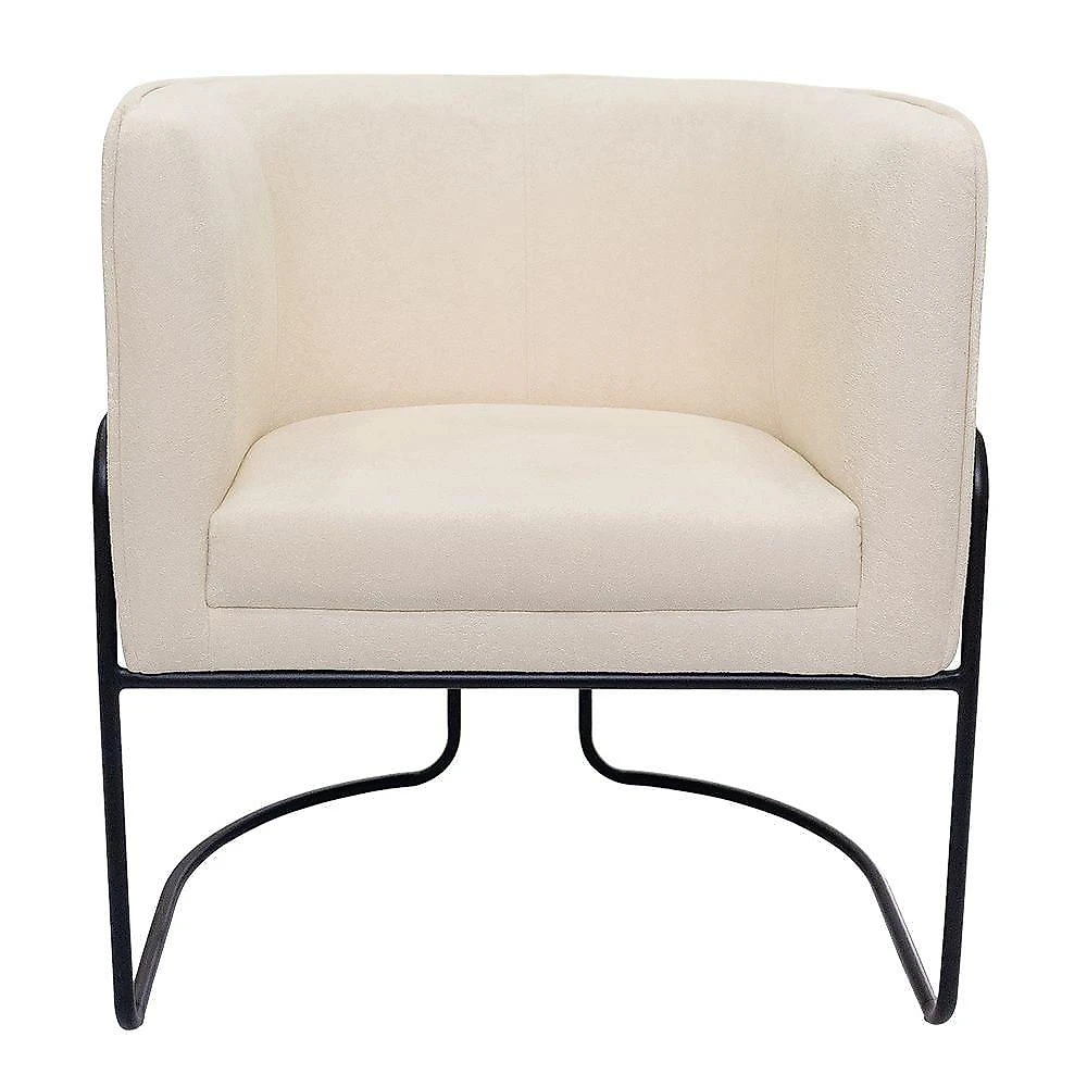 Kit 02 Poltronas Decorativas Betina Base Aço Preto Bouclé Off White - Nexta Casa