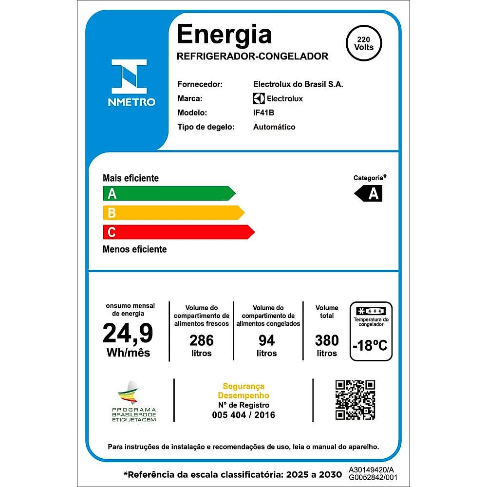 Geladeira IF41B 380L Frost Free AutoSense Inverter Electrolux Black Inox Look - 110V
