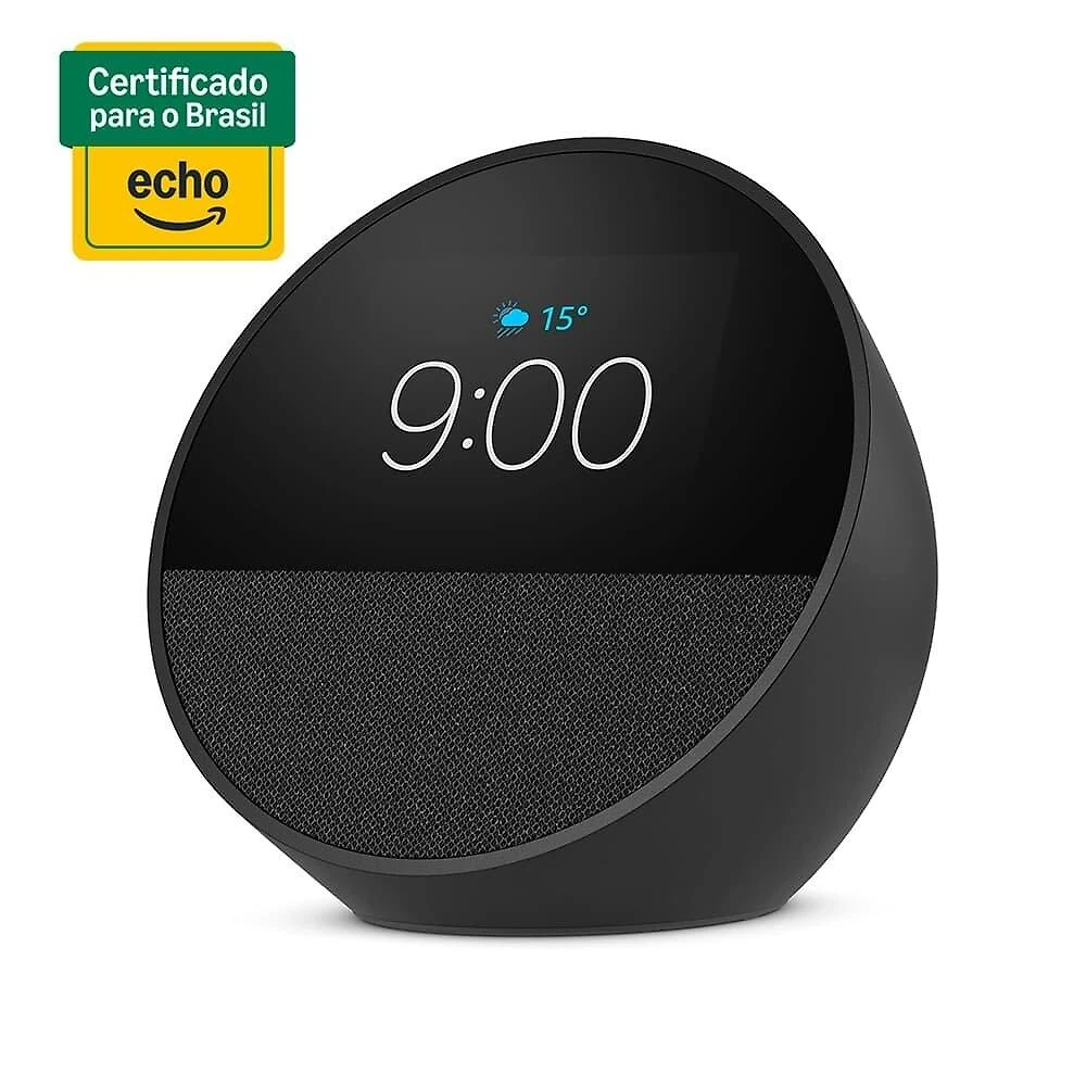 Miniatura Echo Spot Amazon, Com Alexa, Som envolvente, Com Relógio, Smart Speaker, Preto - B0C2RS4ZG6