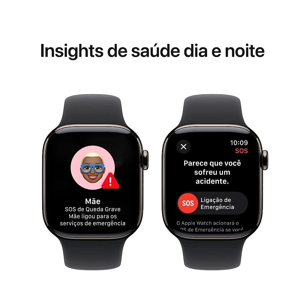 Apple Watch Series 10 GPS + Cellular, Caixa Ardósia de Titânio de 42 mm, Pulseira Esportiva Preta, Tamanho P/M - MWXG3AM/A