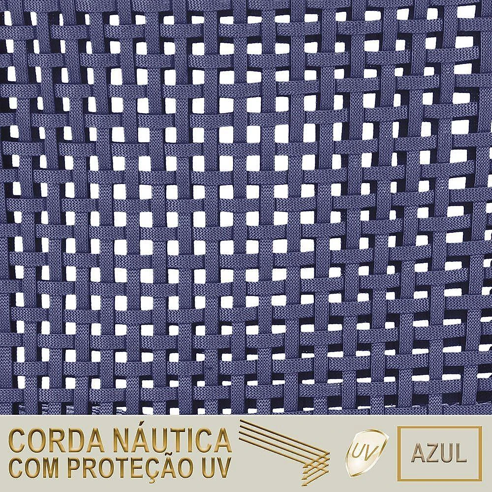 Espreguiçadeira Catar Fendi E Corda Náutica Trama Original Azul