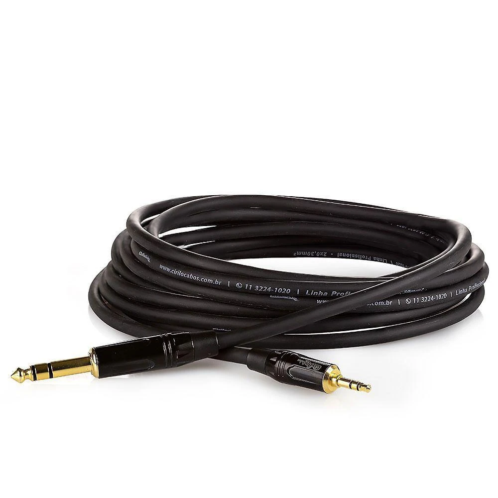 Cabo P2 Estereo Para P10 Estereo Profissional - 3 Metros