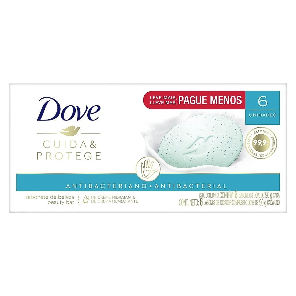 Miniatura Kit Sabonete Em Barra Dove Cuida Protege Antibacteriano 6 Unidades 90g Cada