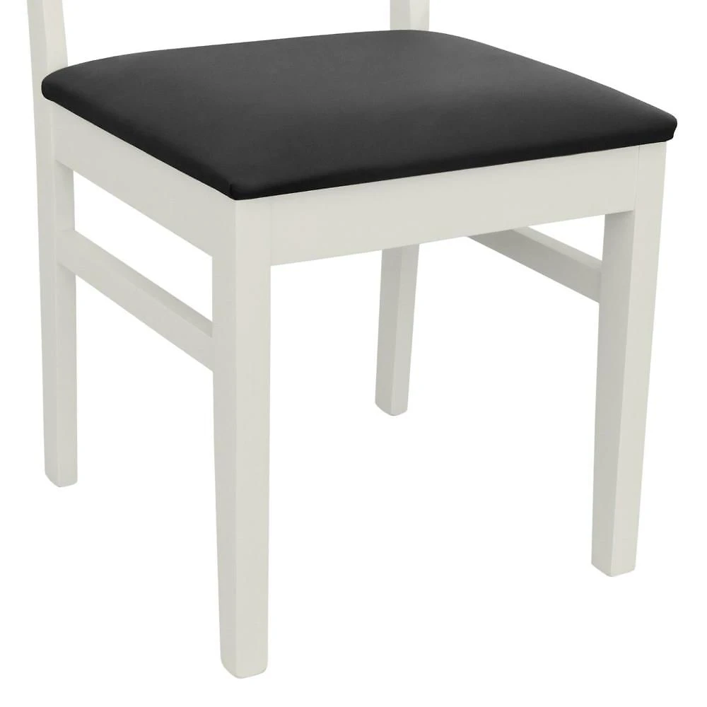 Miniatura Cadeira Lyon Madeira Maciça Encosto Telinha Natural Assento Estofado Corano Off White/Preto