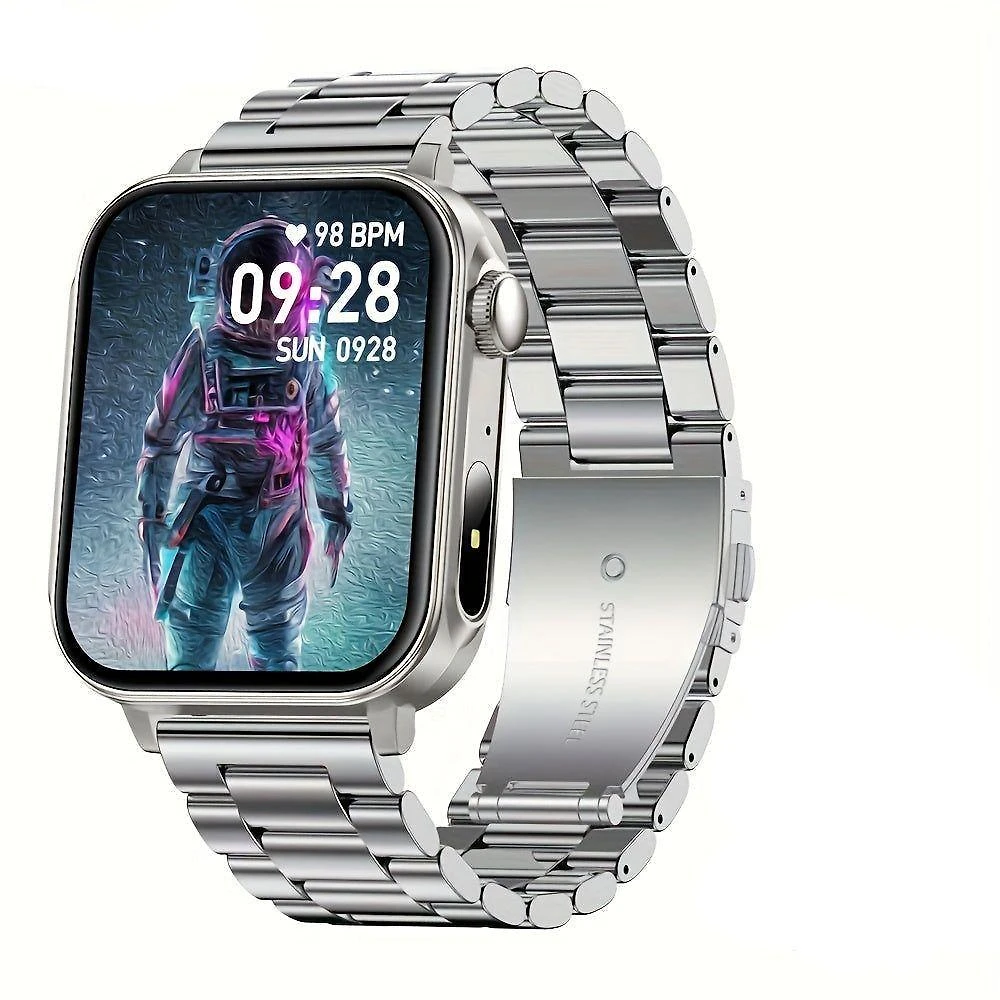 Relógio Smartwatch Com Carregamento Tipo C, Função Led, Botão Rotativo Prateado