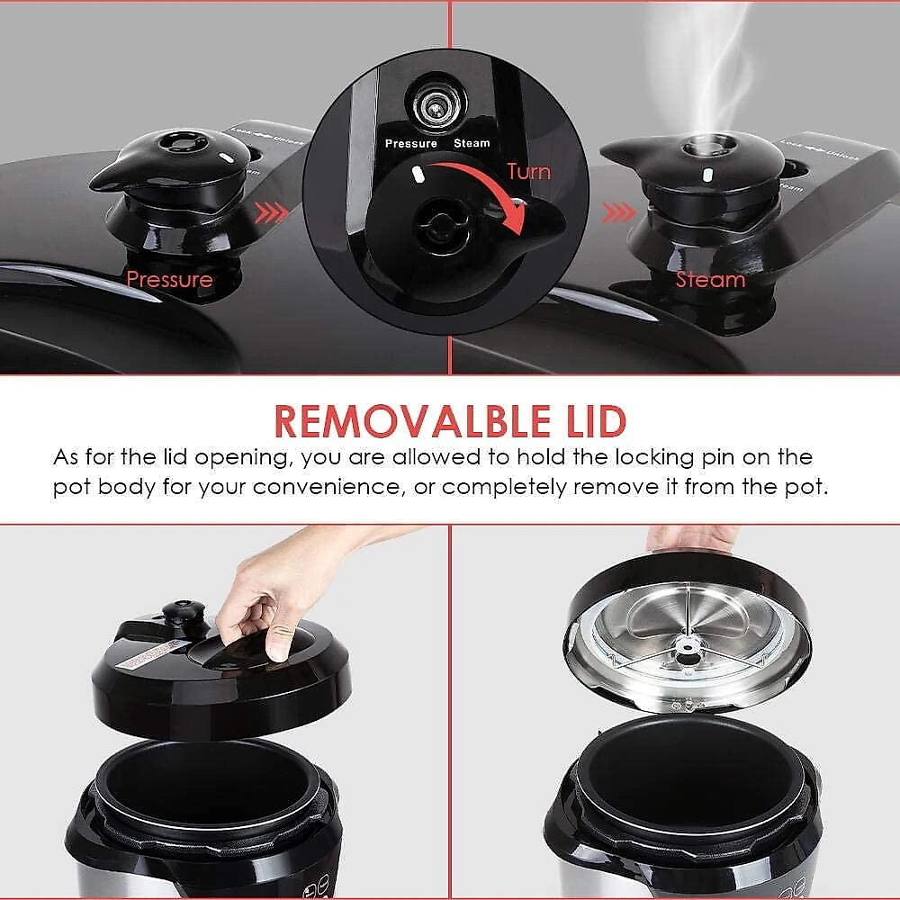 prepAmeal Panela de Pressão Elétrica 6L com 8 Predefinições e P ainel de Led 110V Branca
