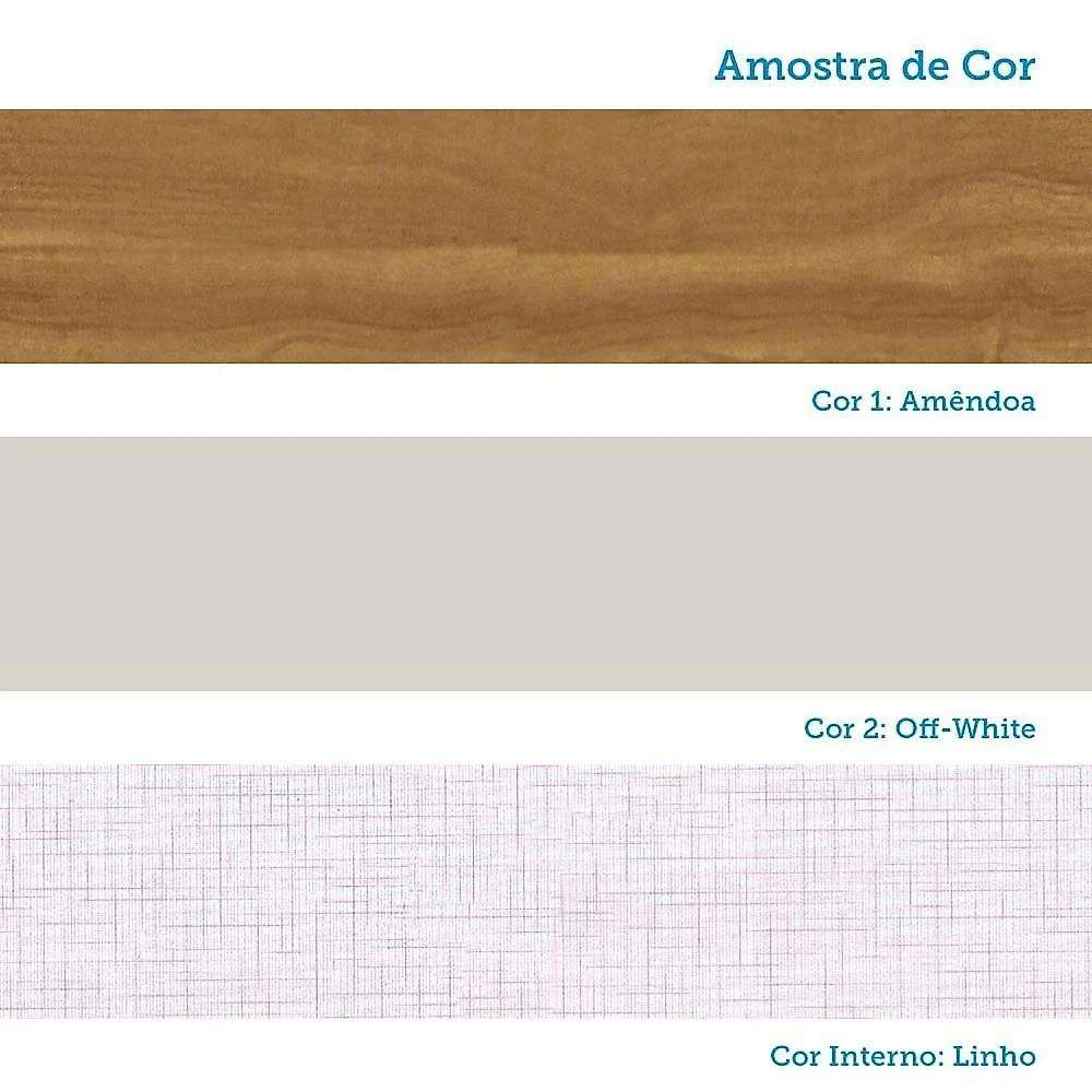 Quarto de Bebê Guarda-Roupa 4 Portas Cômoda e Berço Minicama 4 em 1 Levy 100% MDF Yescasa Amêndoa/Off White