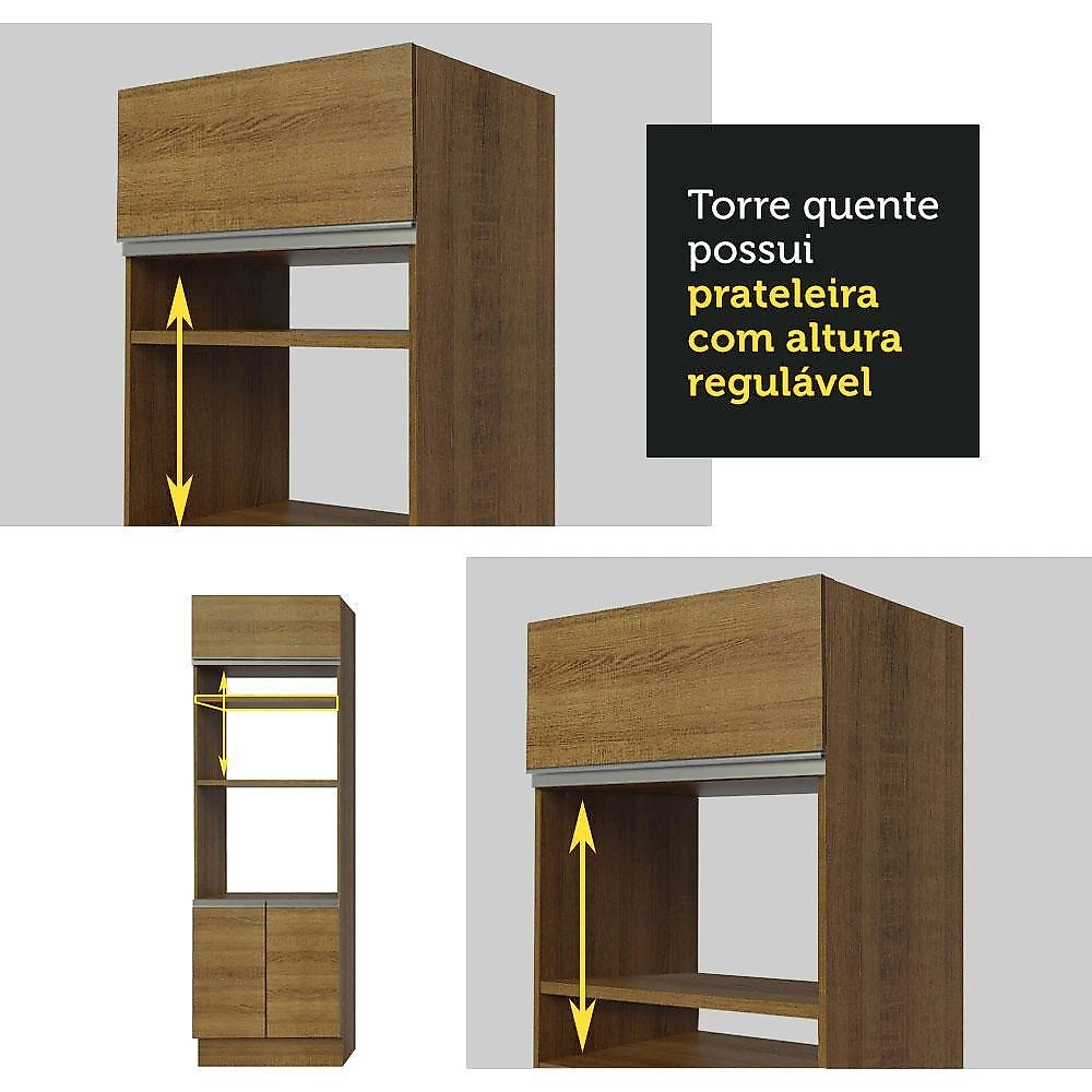 Cozinha completa madesa safira com armário e balcão (sem tampo e pia) - rustic