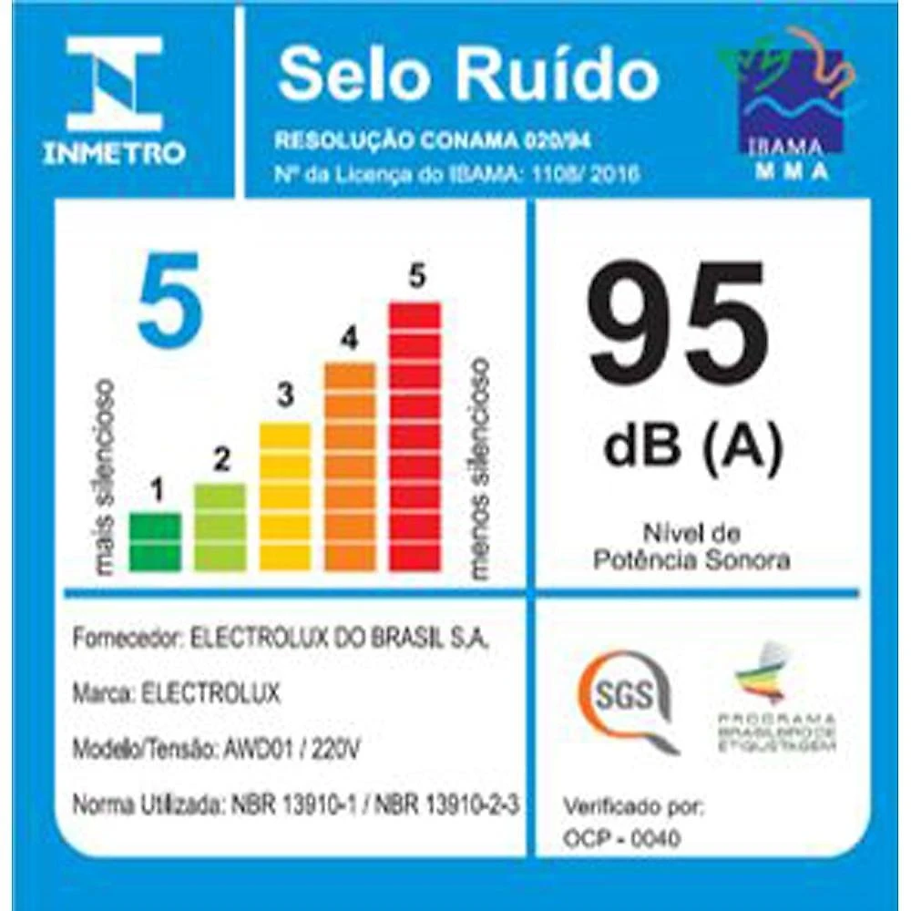 Aspirador de Pó e Saco Electrolux Hidrolux AWD01, 5 Litros, 1400 Watts 220 Volts