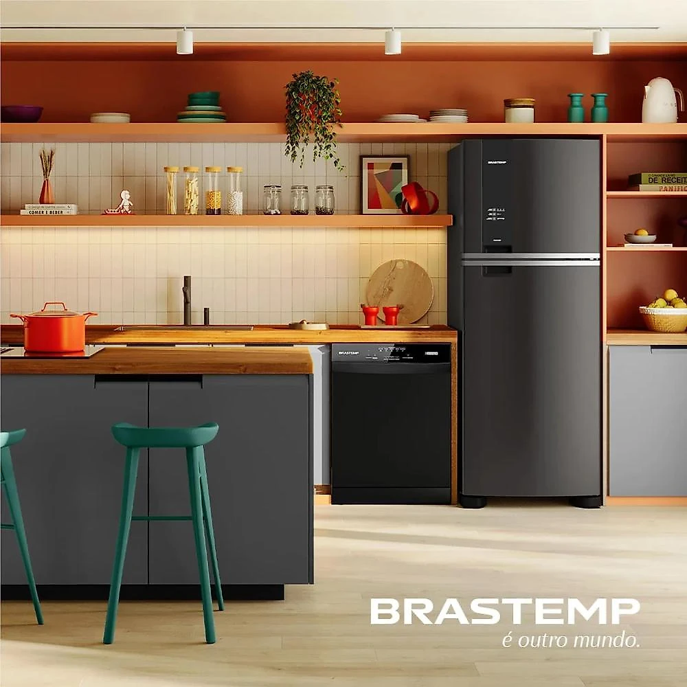 Geladeira Frost Free Duplex Brastemp Eclipse Collection A+++ 463L Black Inox Fresh Box e Cold Room BRM55FE 127V