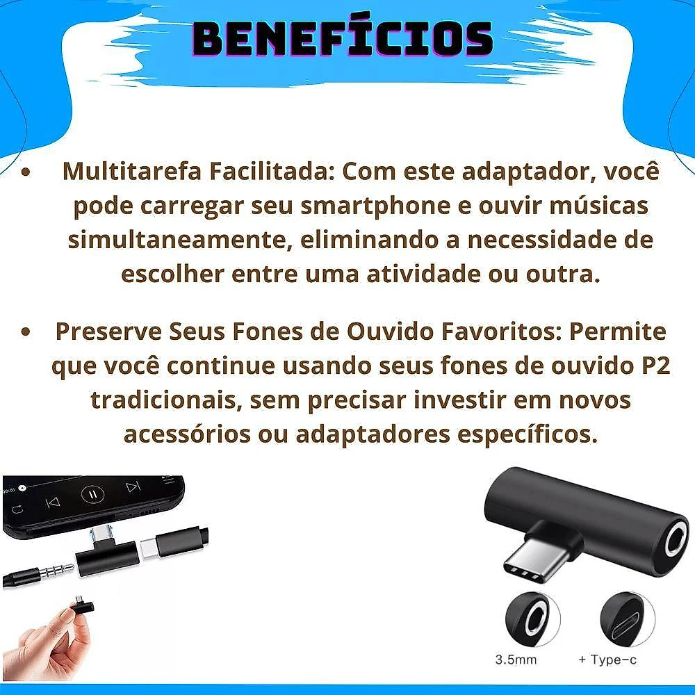 Adaptador Para Smartphone Celulares Tipo-c Para Tipo-c E P2 3.5mm Le-5586 Capa Bolsa Prova Dágua
