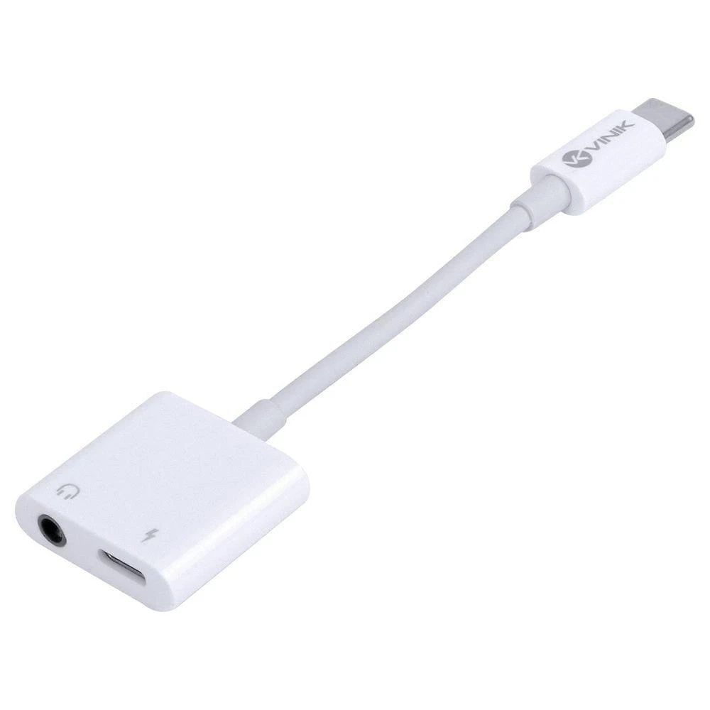 Adaptador de Áudio Vinik P2 3.5mm para USB Tipo C Som 7.1 Branco 1 un